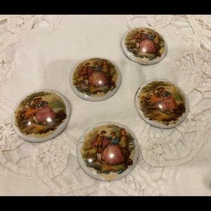 5 Vintage Metal Button Covers